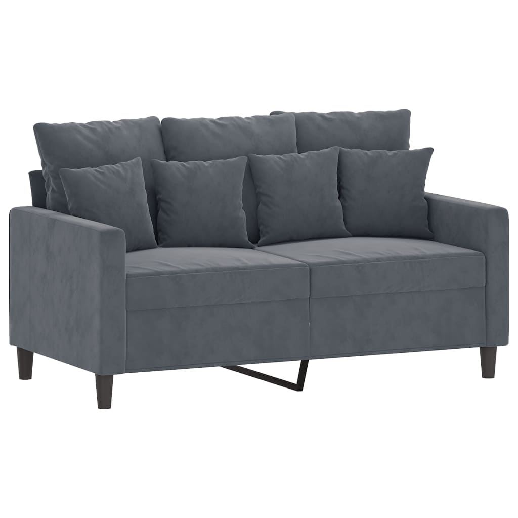 Set Di Divani 2 Pz Con Cuscini Grigio Scuro In Velluto