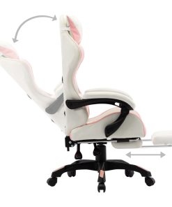 Sedia Da Gaming Con Poggiapiedi Rosa E Bianca In Similpelle