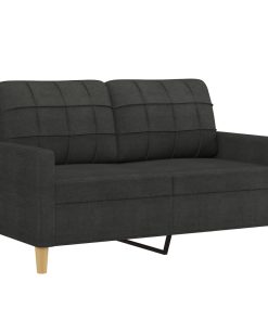 Set Di Divani 2 Pz Con Cuscini Nero In Tessuto