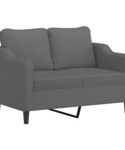 Set Di Divani 2 Pz Con Cuscini Grigio Scuro In Tessuto