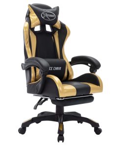 Sedia Da Gaming Con Luci A Led Rgb Oro E Nera In Similpelle