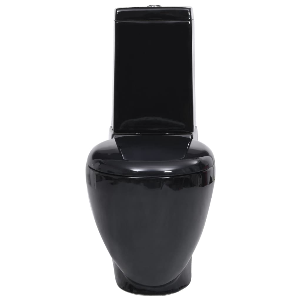 Vaso Wc In Ceramica Da Bagno Rotondo Base Con Scarico Nero - Image 2