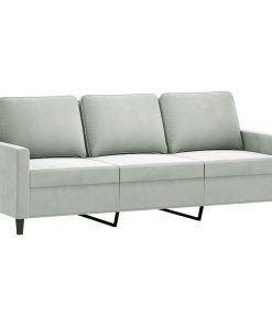 Set Di Divani 3 Pz Con Cuscini Grigio Chiaro In Velluto