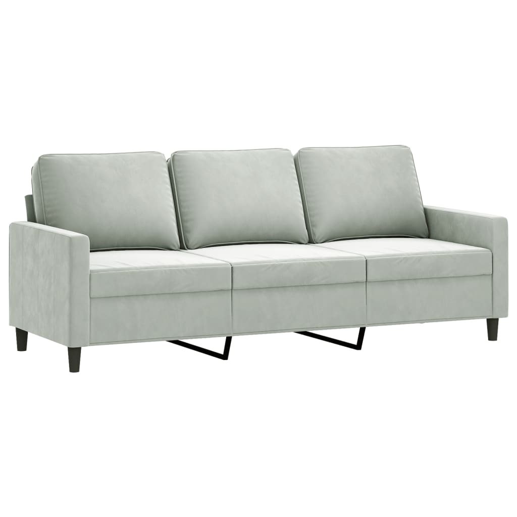 Set Di Divani 3 Pz Con Cuscini Grigio Chiaro In Velluto