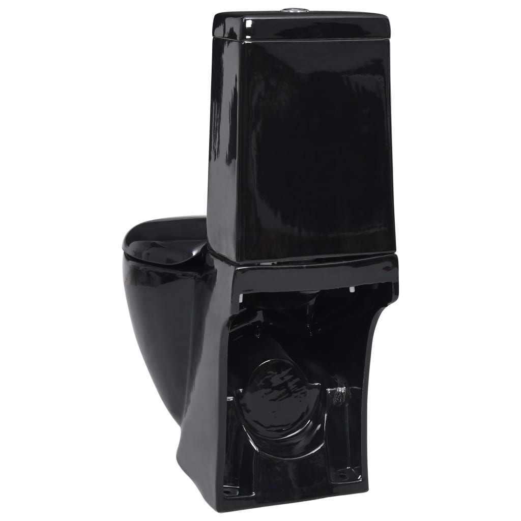 Vaso Wc In Ceramica Da Bagno Rotondo Base Con Scarico Nero - Image 4