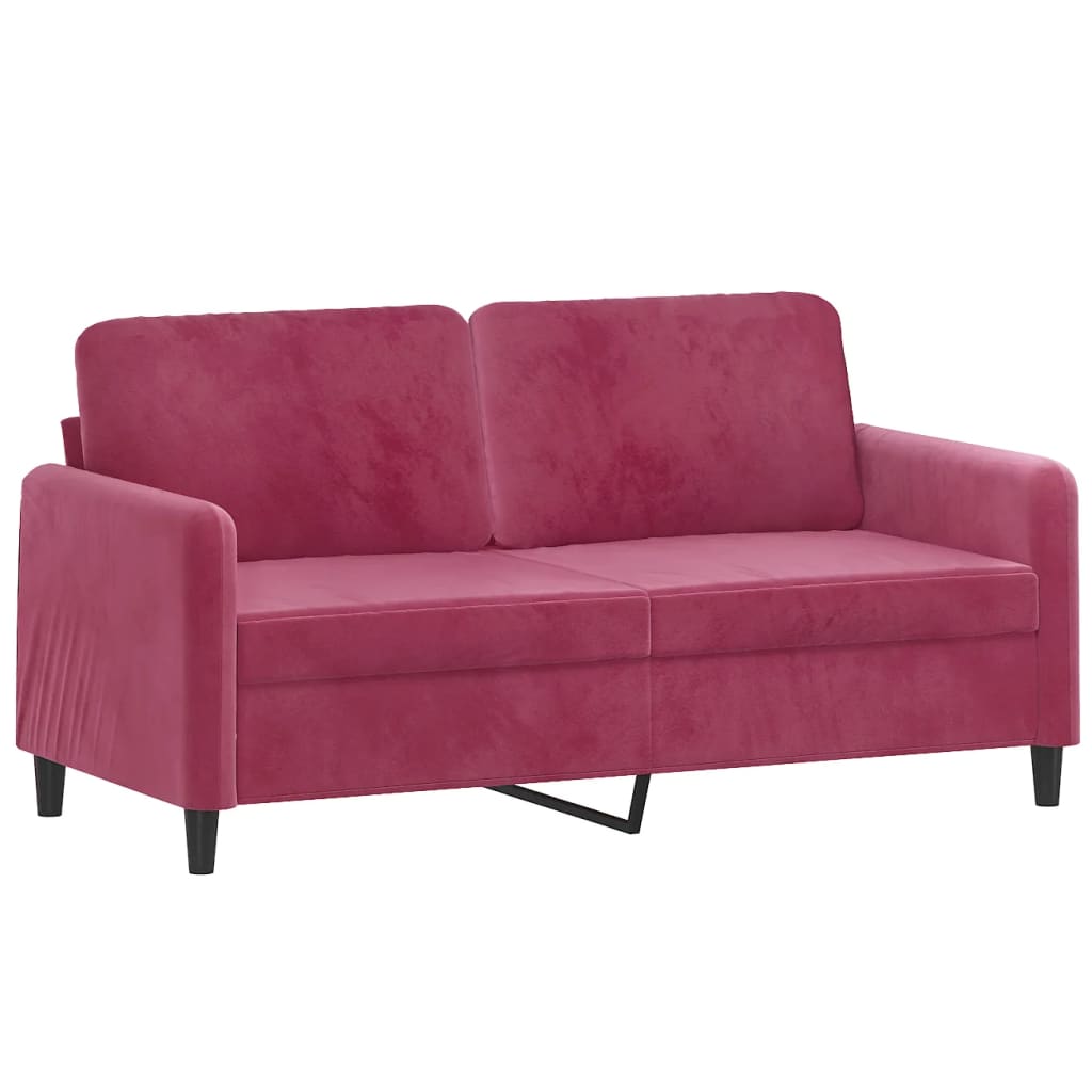 Set Di Divani 2 Pz Rosso Vino In Velluto - Image 3