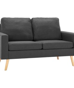 Set Di Divani 2 Pz In Tessuto Grigio Scuro