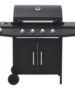 Barbecue E Griglia A Gas 4+1 Fornelli Nero In Acciaio