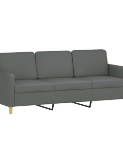 Set Di Divani 3 Pz Con Cuscini Grigio Scuro In Tessuto