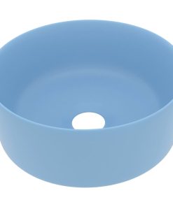 Lavandino Lusso Rotondo Azzurro Opaco 40x15 Cm In Ceramica