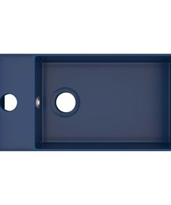 Lavandino Con Troppopieno In Ceramica Blu Scuro