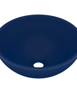 Lavandino Lusso Rotondo Blu Scuro Opaco 32,5x14 Cm In Ceramica