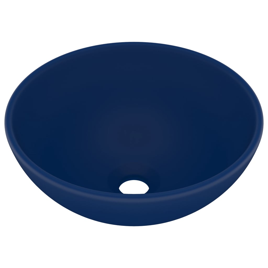Lavandino Lusso Rotondo Blu Scuro Opaco 32,5x14 Cm In Ceramica
