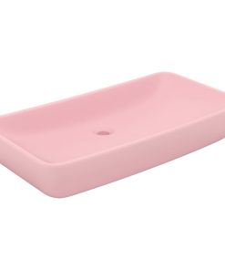 Lavandino Lusso Rettangolare Rosa Opaco 71x38 Cm In Ceramica