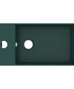 Lavandino Con Troppopieno In Ceramica Verde Scuro