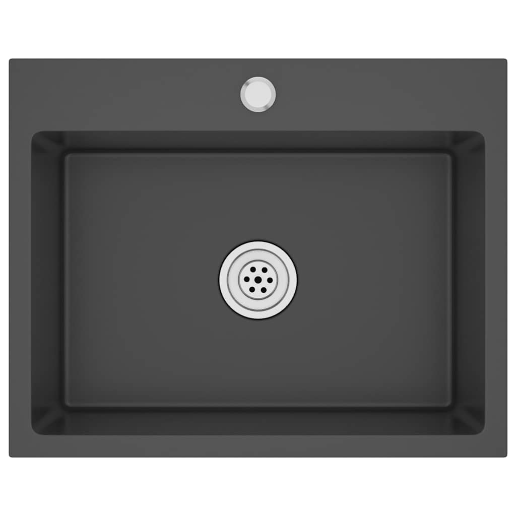 Lavello Da Cucina Lavorato A Mano Nero Acciaio Inox - Image 5