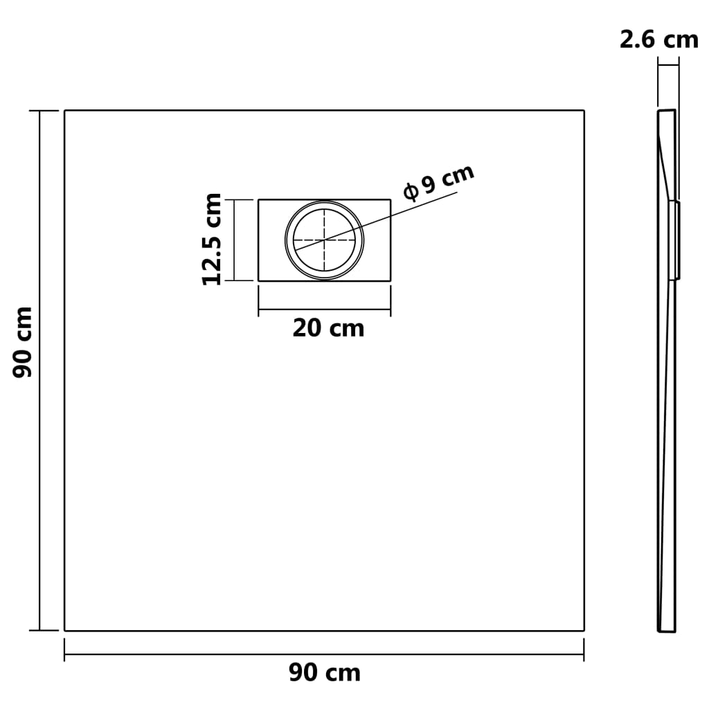 Piatto Doccia In Smc Nero 90x90 cm - Image 5