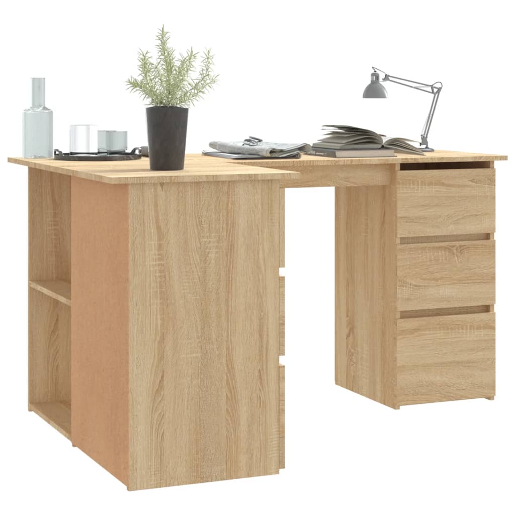 Scrivania Angolo Rovere Sonoma 145x100x76 Cm Legno Multistrato