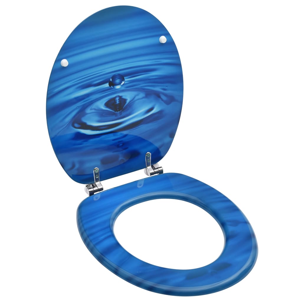 Tavoletta Wc Con Coperchio Mdf Blu Design Goccia D'acqua - Image 6