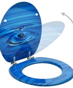 Tavoletta Wc Con Coperchio Mdf Blu Design Goccia D'acqua