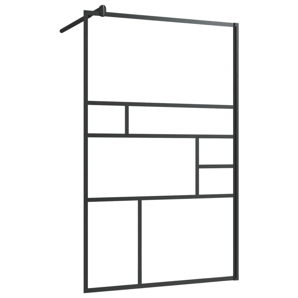 Parete Doccia WalK-In In Vetro Trasparente Esg Nera 100x195 cm