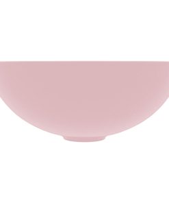 Lavandino Da Bagno In Ceramica Rosa Opaco Rotondo