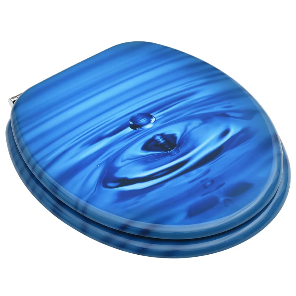 Tavoletta Wc Con Coperchio Mdf Blu Design Goccia D'acqua - Image 4