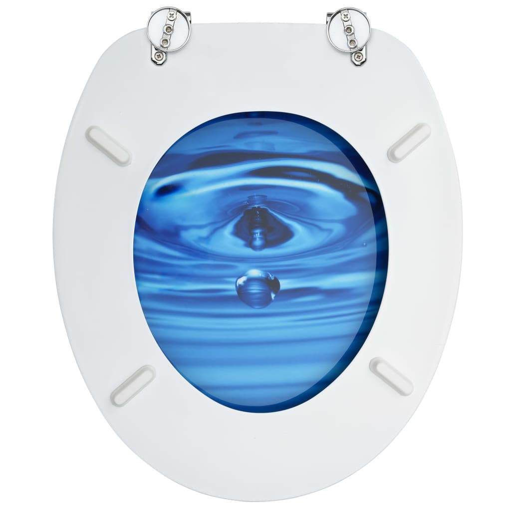 Tavoletta Wc Con Coperchio Mdf Blu Design Goccia D'acqua - Image 5