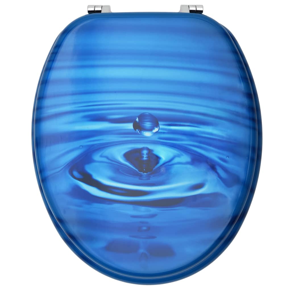 Tavoletta Wc Con Coperchio Mdf Blu Design Goccia D'acqua - Image 2