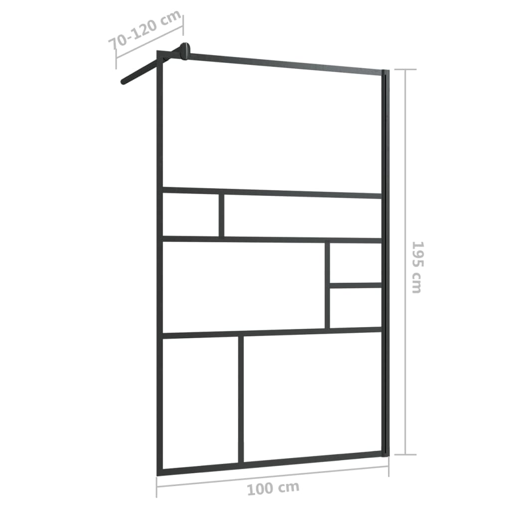 Parete Doccia WalK-In In Vetro Trasparente Esg Nera 100x195 cm - Image 6