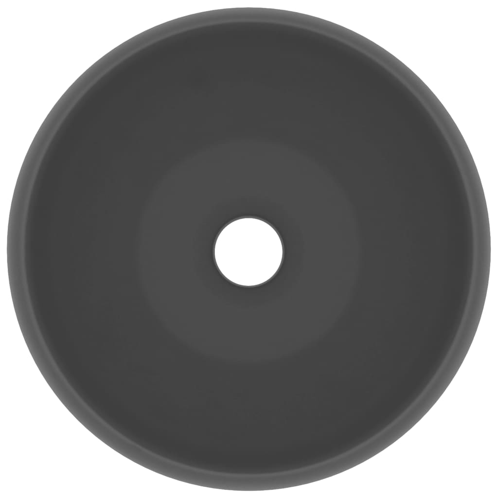 Lavandino Lusso Rotondo Grigio Scuro Opaco 40x15 Cm In Ceramica - Image 5