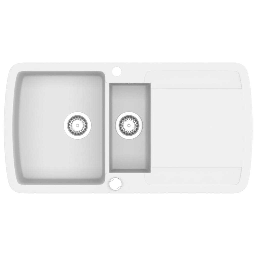 Lavello Da Cucina In Granito Vasca Doppia Bianco - Image 4