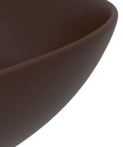 Lavandino Da Bagno In Ceramica Marrone Scuro Rotondo