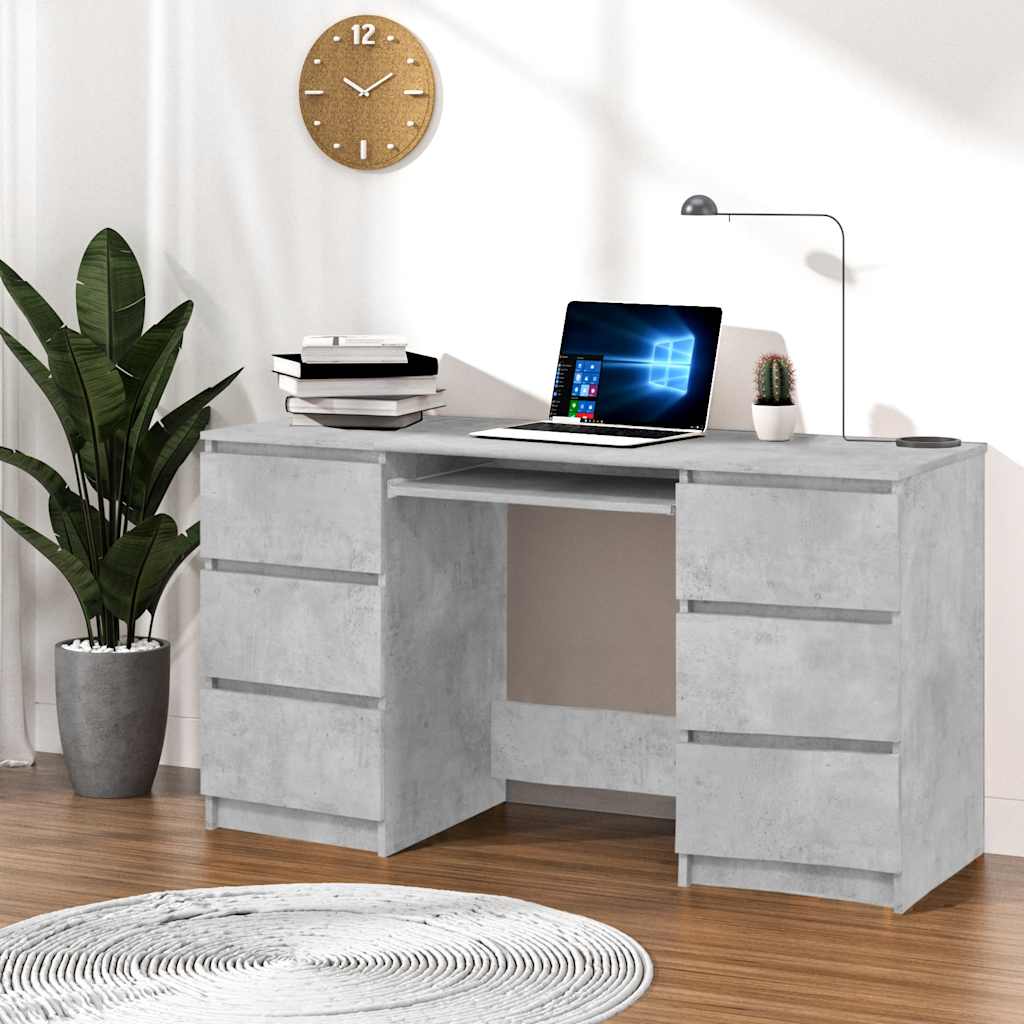 Scrivania Grigio Cemento 140x50x77 Cm In Legno Multistrato - Image 3