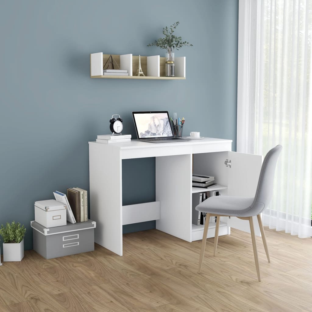 Scrivania Bianca 100x50x76 Cm In Legno Multistrato - Image 3
