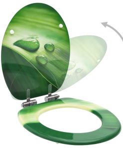 Tavolette Wc Chiusura Ammortizzata 2pz Mdf Verde Goccia D'acqua