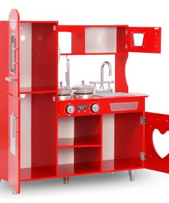 Cucina Giocattolo Per Bambini In Mdf 84x31x89 Cm Rossa