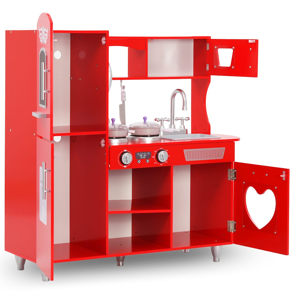 Cucina Giocattolo Per Bambini In Mdf 84x31x89 Cm Rossa