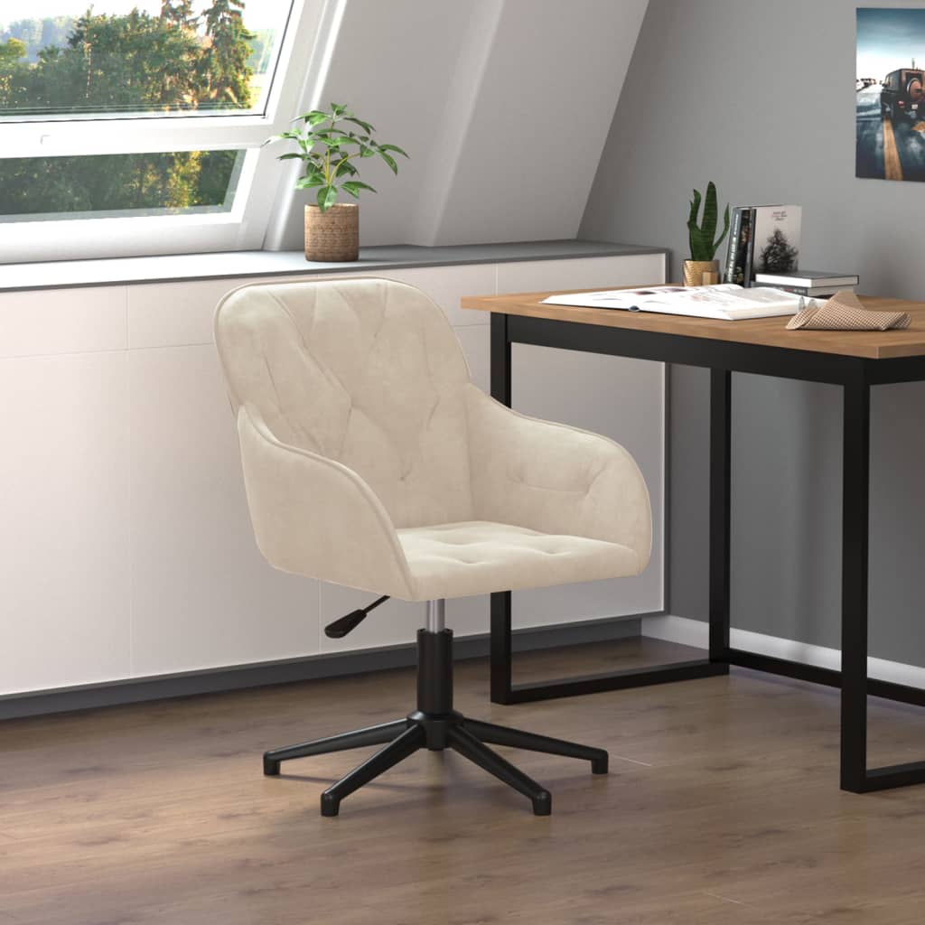 Sedia Da Ufficio Girevole Crema In Velluto