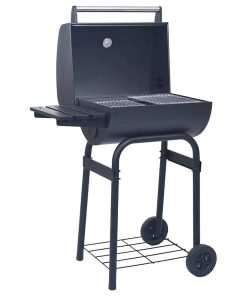 Barbecue A Carbone Con Affumicatore E Ripiano Basso Nero