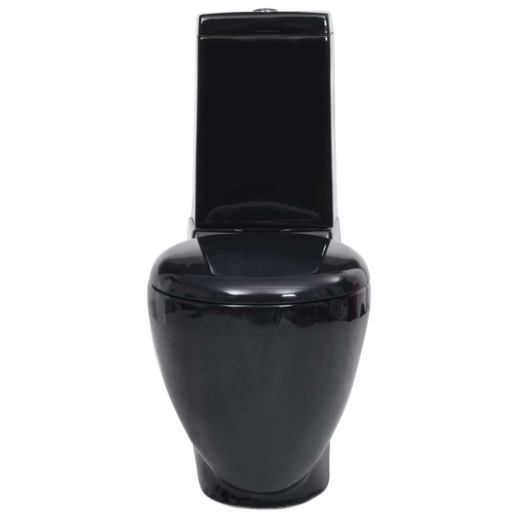 Vaso Wc In Ceramica Da Bagno Rotondo Base Con Scarico Nero - Image 3