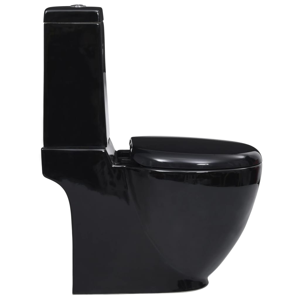 Vaso Wc In Ceramica Da Bagno Rotondo Base Con Scarico Nero - Image 2