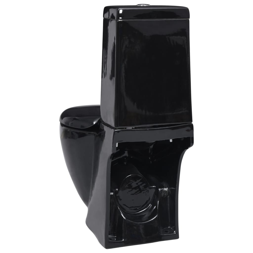 Vaso Wc In Ceramica Da Bagno Rotondo Base Con Scarico Nero - Image 5