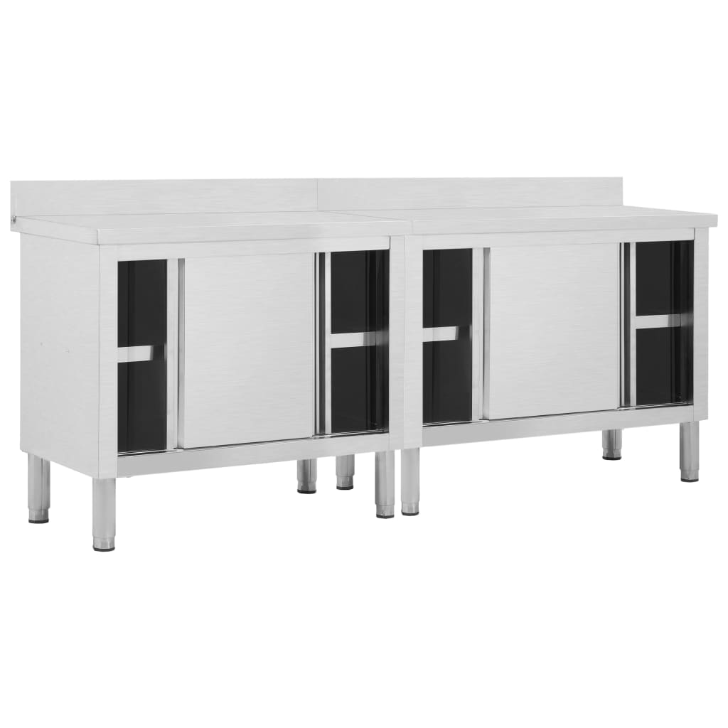 Tavoli Da Lavoro Ante Scorrevoli 2 Pz 200x50x(95-97) Cm Acciaio