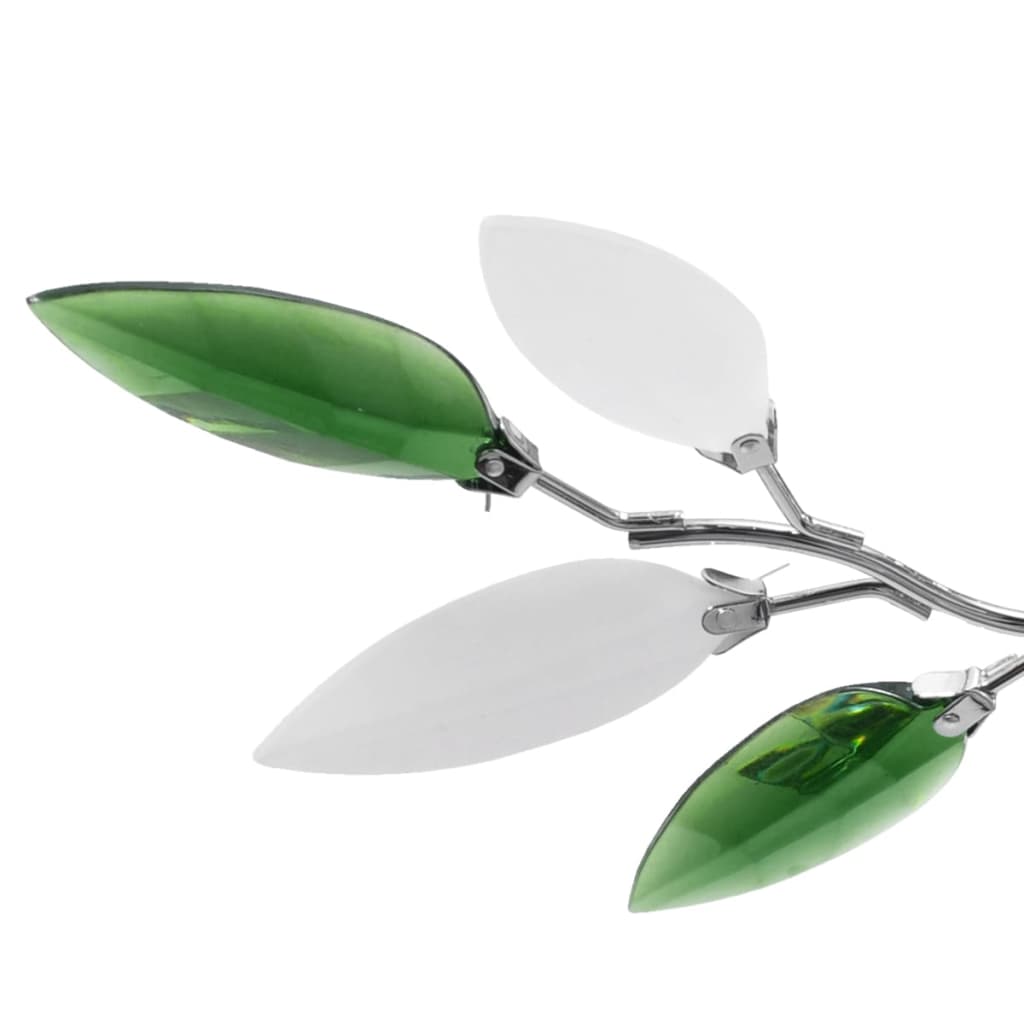 Lampada Soffitto Foglie Bianco E Verde Cristallo Acrilico 3xe14 - Image 4