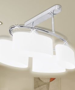Lampada Da Soffitto Ellissoidale Vetro Paralume 4 Lampadine E14