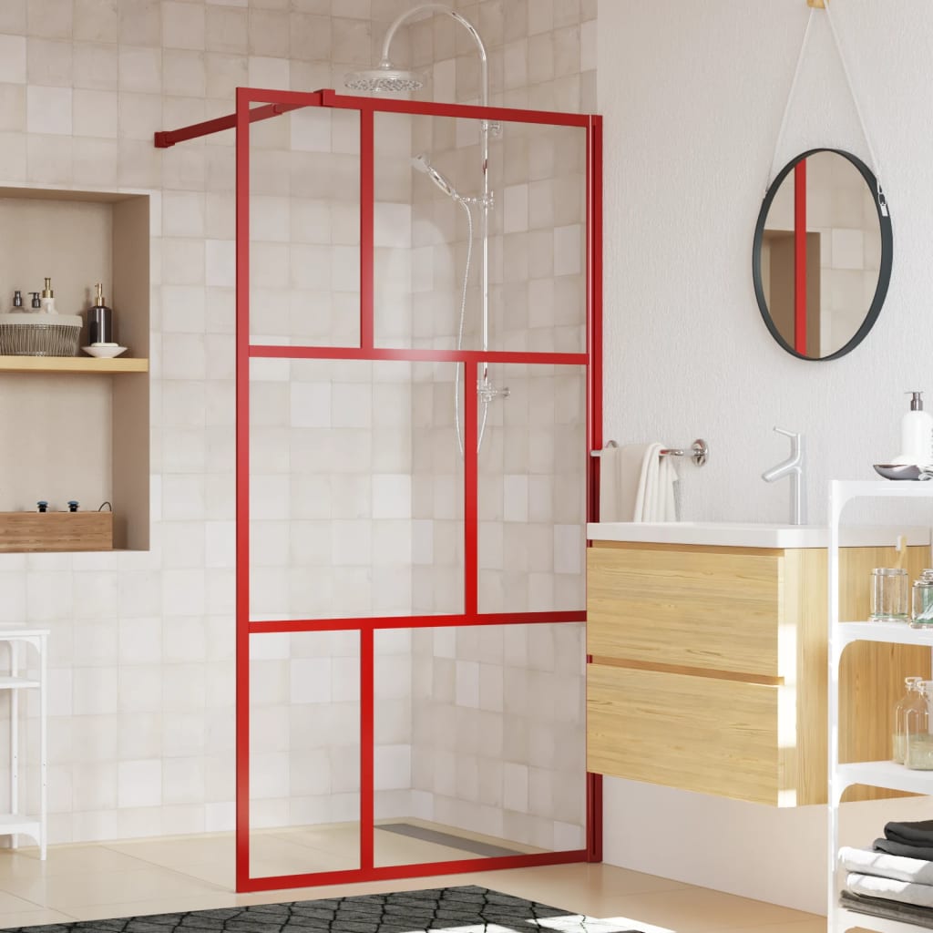 Parete Per Doccia WalK-In Vetro Trasparente Esg 100x195cm Rossa - Image 5