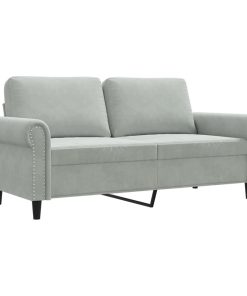 Divano A 2 Posti Grigio Chiaro 140 Cm In Velluto