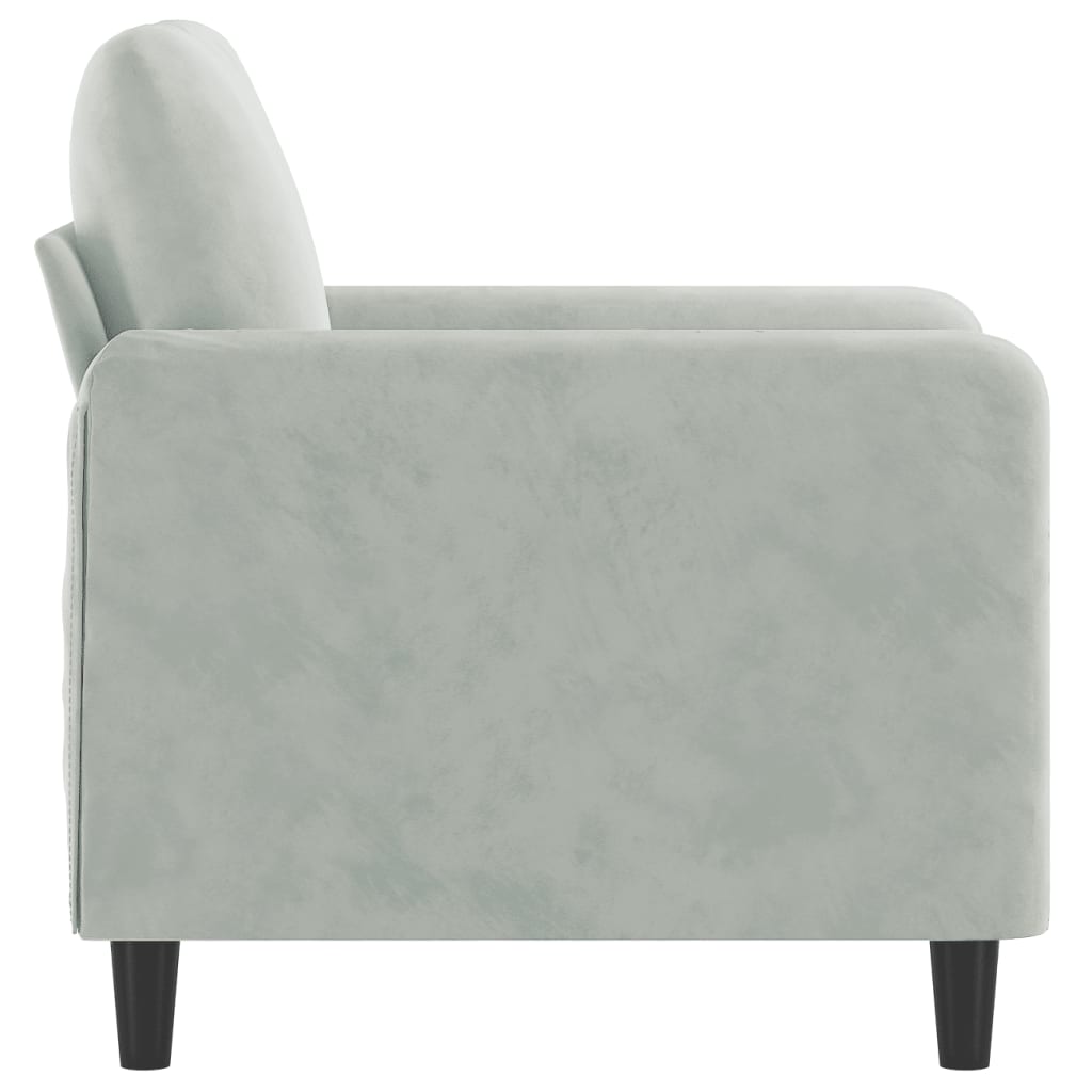 Poltrona Grigio Chiaro 60 Cm Velluto