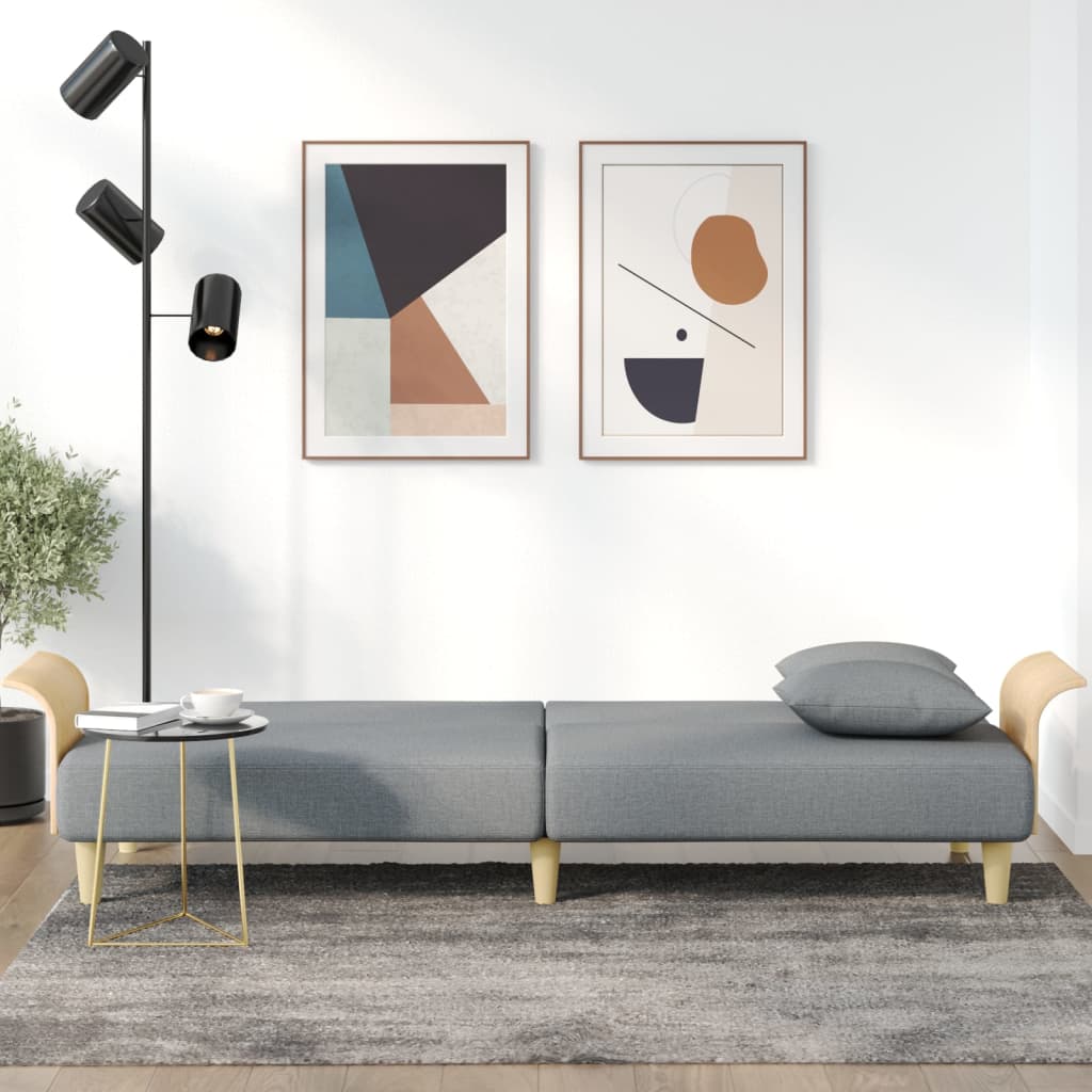 Divano Letto Con Braccioli Grigio Chiaro In Tessuto - Image 4